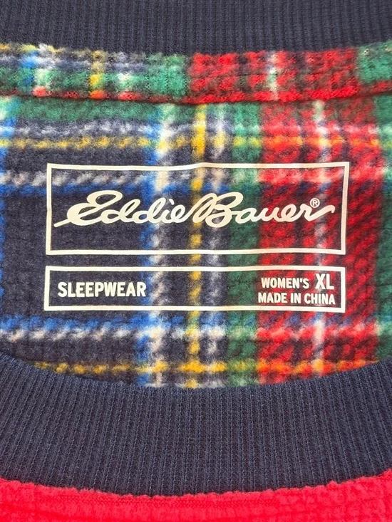 Eddie Bauer Women’s XL Red Plaid Reindeer Super Soft  Pajama Set - Picture 3 of 7